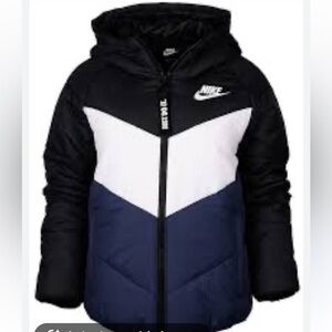 Nike Parka Sportswear Windrunner Winter Hooded Coat Tri-Color Black White Navy